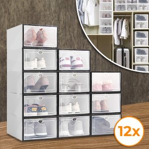 Skaidrios sukraunamos batų dėžės - 12 vnt. rinkinys | SHOEZY