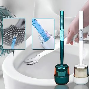 Tualeto šepetys + valymo priemonės dozatorius - Silikonas, 360° | FLUSHBRUSH