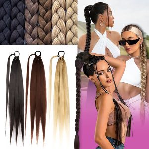 Plaukų priauginimas kasai - 65 cm, atsparus karščiui, elastinga gumytė | BRAIDELLA