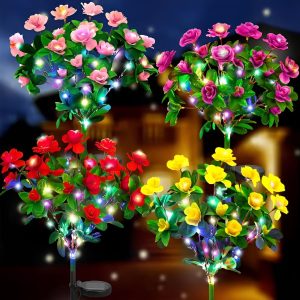 Saulės gėlių šviestuvas sodui, prie baseino, stovyklavimui, kapui | ROSILUME