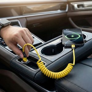 4 viename ištraukiamas įkrovimo kabelis - 65W, USB-C + Lightning | SPRINTCHARG