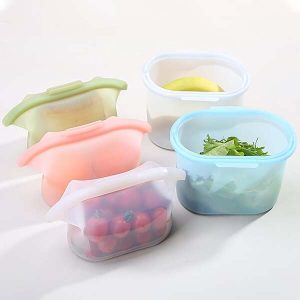 Daugkartinio naudojimo silikoniniai maisto maišeliai (5 vnt./rinkinys) | SILIFREEZ