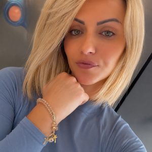 Rankų darbo apyrankė su rožiniu | ROSABRACE